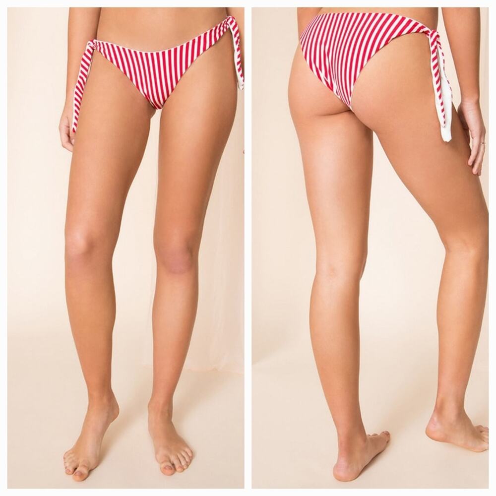 Superdown Clari Bikini Bottom in Red Stripe Medium